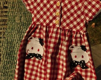 Child's Vintage Dress. 1970s Unique Vintage Childs Buster Brown Dress Vintage Made in the USA