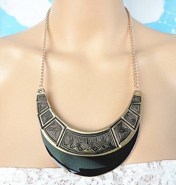 Items similar to Black statement necklace,bib necklace,statement
