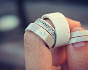 Simplicity ~ antler ring with a tiny crystal, swedish sami antler jewelry, womens antler ring, deer antler ring