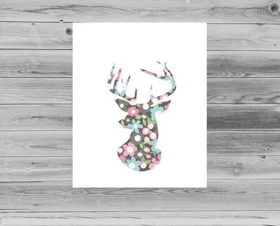 Baby Girl Floral Deer Hunting Print Baby Girl Floral Deer Hunting Print