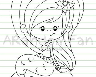 Digital Stamps- Monet The Mermaid