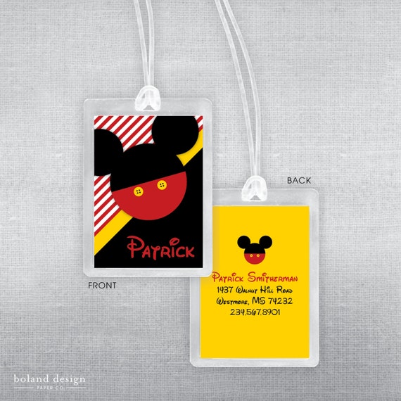 Disney luggage tag. Disney bag tag.