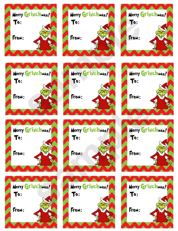 Items similar to Grinch Holiday Gift Tags ( DIY Digital File ) on Etsy