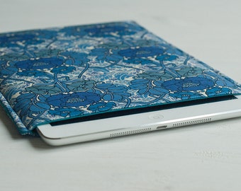 Blue iPad Mini Cover / Kindle Touch / Kindle6 Kindle Paperwhite/ Kindle Fire Cover/ Kindle Padded Sleeve (cover case) in blue floral pattern