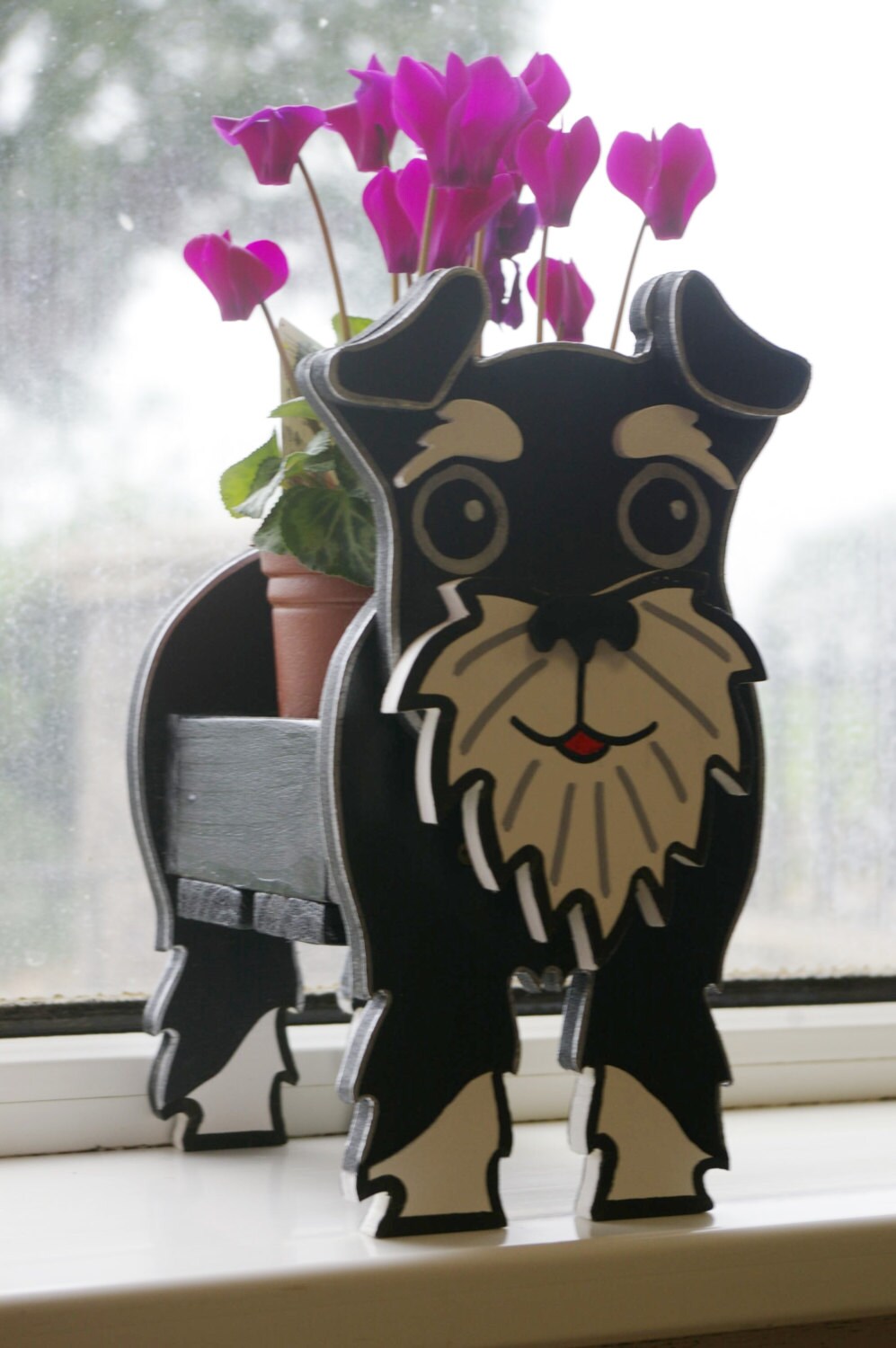 Schnauzer Plant Pot Holder Garden Ornaments Decorations Dog