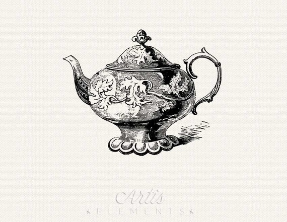 Items similar to Victorian Teapot Vintage Clip Art - Large Printable ...