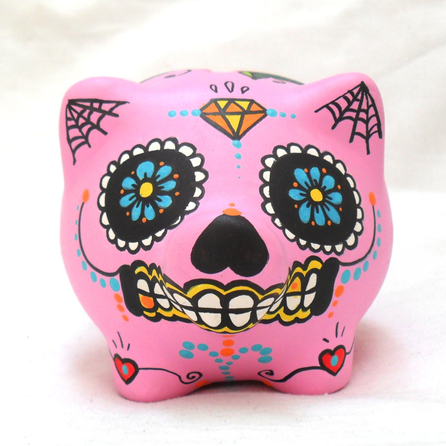 Sugar Skull Piggy Bank Day of the Dead Mexican by GabbieCustomArt