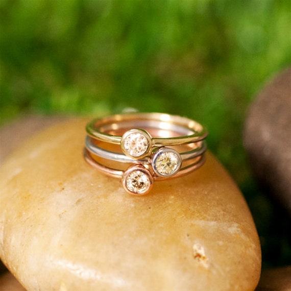 ... White Gold, Yellow Gold, Rose Gold, Hammered Stacking Gold Engagement