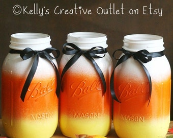 halloween decor halloween candy corn mason jar thanksgiving centerpiece halloween decorations fall
