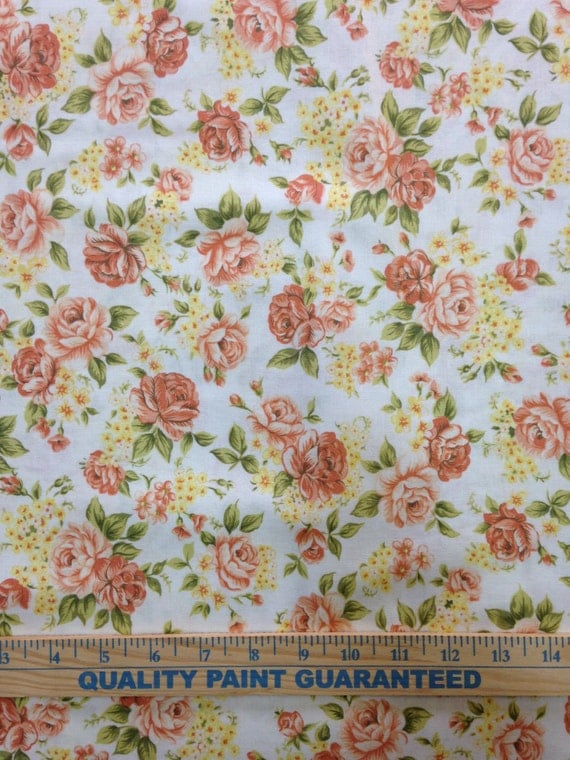 PEACH FLORAL Quilt Fabric by the Yard Half Yard or Fat Quarter Premium