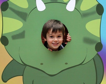 Dinosaur Party, Photo Prop, Dinosaur Photo Stand In, Dinosaur Head in the Hole , Triceratops DIY Instant Download Printable, Jurassic, Party