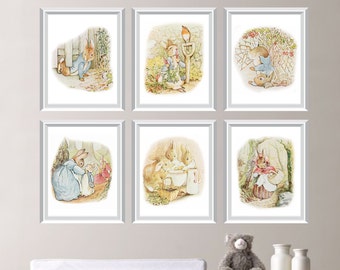 Peter Rabbit Nursery Decor. Baby Nursery Print Art. Peter Rabbit Nursery Art. Beatrix Potter Art. Peter Rabbit Bedroom Art. Canvas. (NS-669)