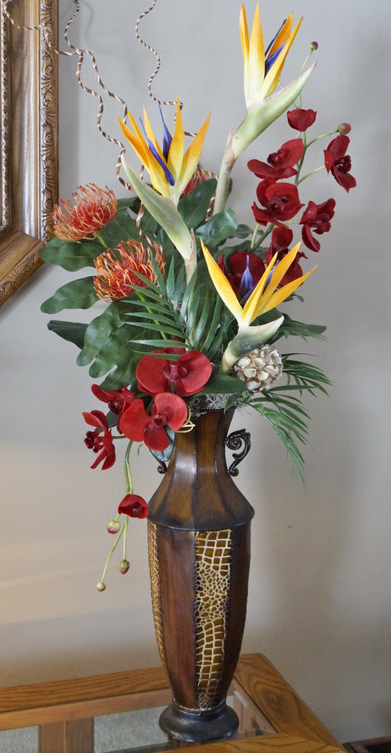 Silk Floral Arrangement Floral Decor Tropical Flowers