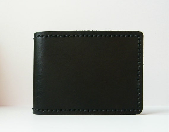 Black Leather Wallet Men's Wallets single fold with five