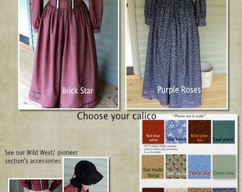 Custom pioneer Wild West Little House on the Prairie old fashioned dress women's reenacting--MADE TO ORDER--Caroline