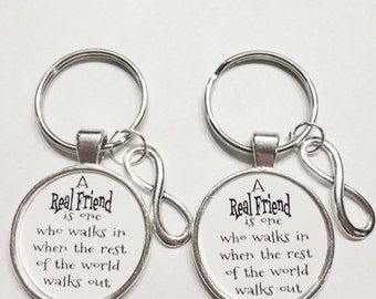 Best Friend Gift, Infinity A Real Friend Walks In When Everyone Else Walks Out Best Friend Partners In Crime Keychain Set