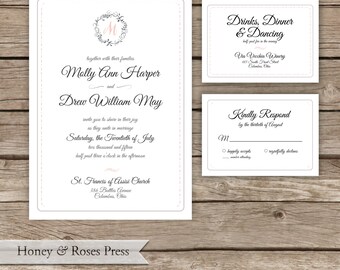 Elegant & Rustic Wedding Invite . Simple and Modern Wedding Invite . Digital Wedding Invite . Printable Wedding Invitation