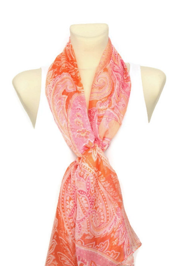 Orange Silk Scarf Fashion Scarf Women Shawl by LocoTrends