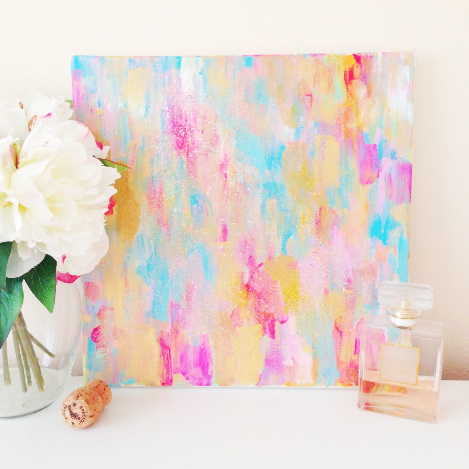fanciful 12x12 abstract glitter painting