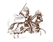 Medieval Knight - Middle Ages - Military Vintage Illustration - Poster - Art to Print -Mixed Media -The Crusades