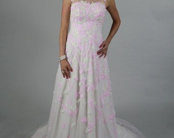 Cute Lace beaded pink sweet 16, Prom dress, A-line Sweet Heart Zipper Sleeveless Floor Length Lace and tulle Pink Wedding Dress