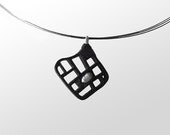 Necklace, modern, contemporary jewelry design, FREE Shipping, minimalist, unique, handmade, natural river pearl, laser cut wood, "tiger"cord