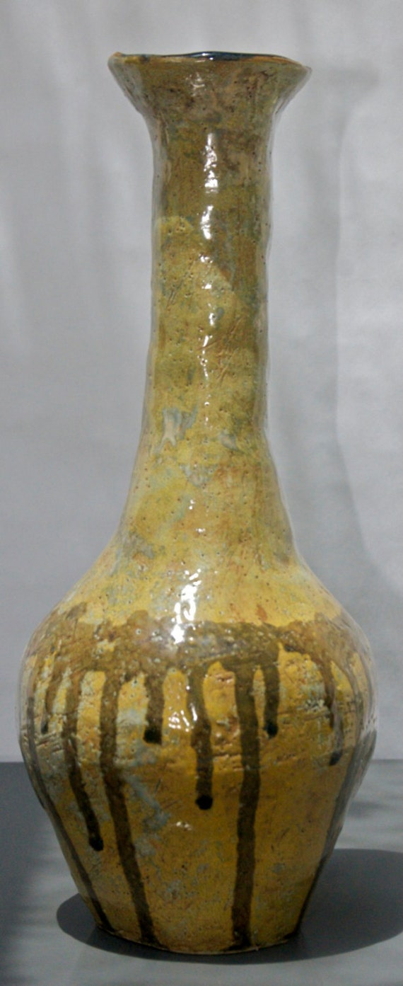 Hand Coiled Flower Vase Primitive Designed by PixelsAndPebbles