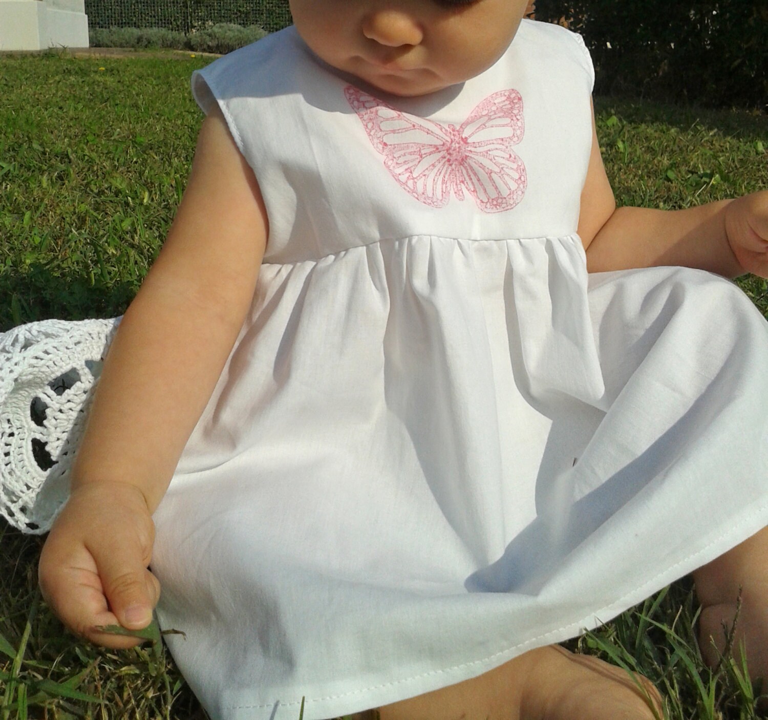 Baby white cotton dress baby printed cotton dress by FillesEnFleur