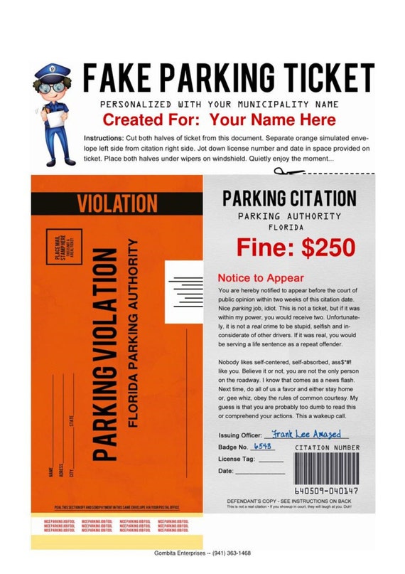 pdf fake parking ticket what a great way by gombitaenterprises