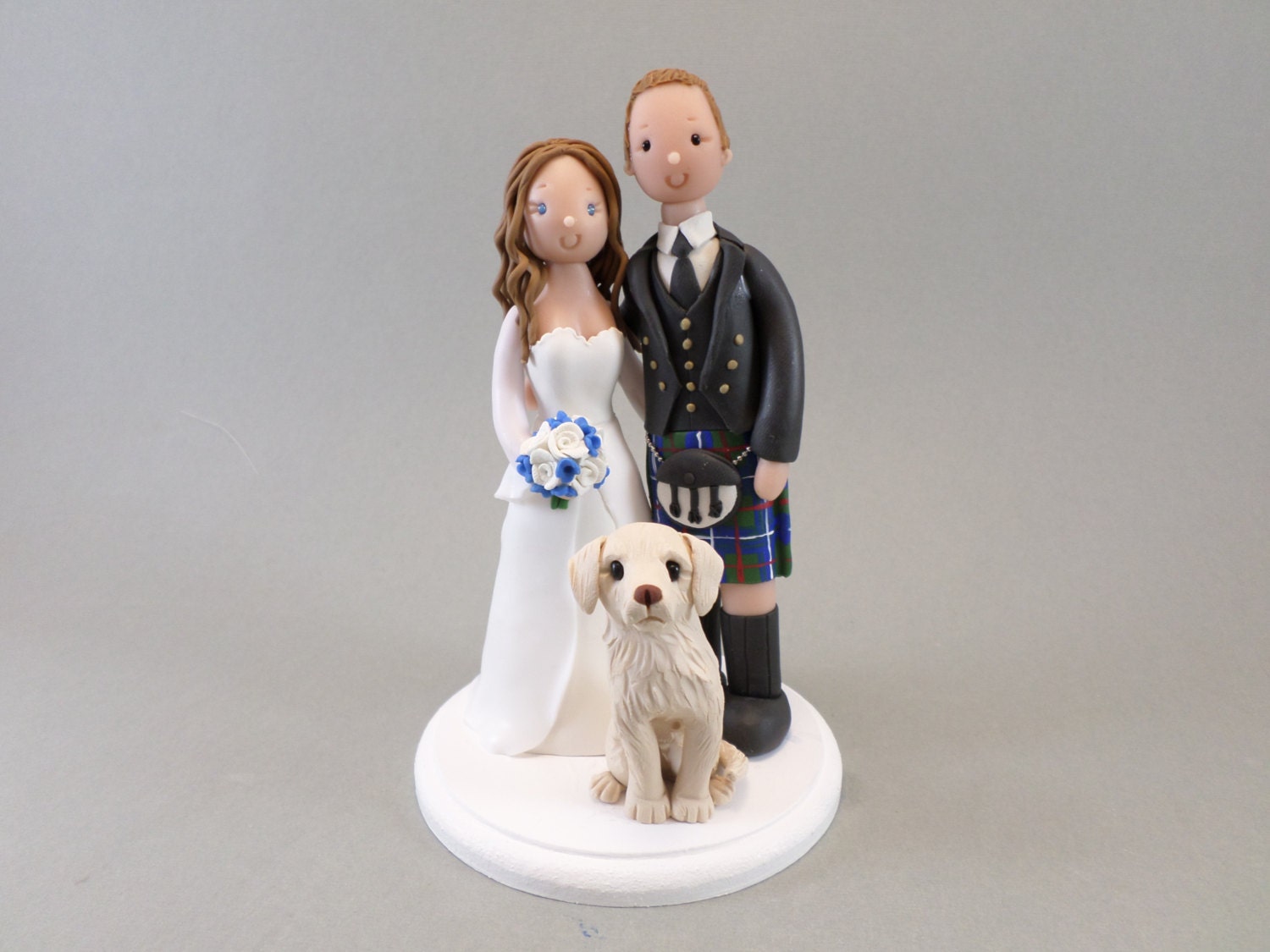 Cake Topper Customized Scottish Wedding Bride & Groom with a