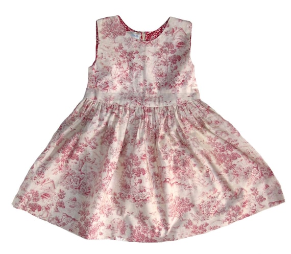 Items similar to Girl Toile Dress in Pink on Etsy