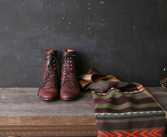 Vintage Justin Roper Boots Ankle Kilties Burgundy Red Mens Size 8 B Womens Size 9.5  From Nowvintage on Etsy