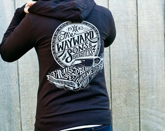 Supernatural Hoodie // Wayward Sons and Daughters // Sam and Dean Winchester hooded sweatshirt // Zippered Hoodie // Available In Plus Sizes