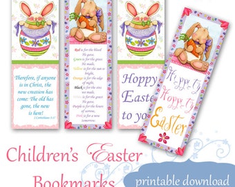 4 childrens easter bunny illustrated bookmarks scripture digital