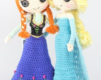 PATTERN 2-PACK: Anna and Elsa Frozen Crochet Amigurumi Dolls