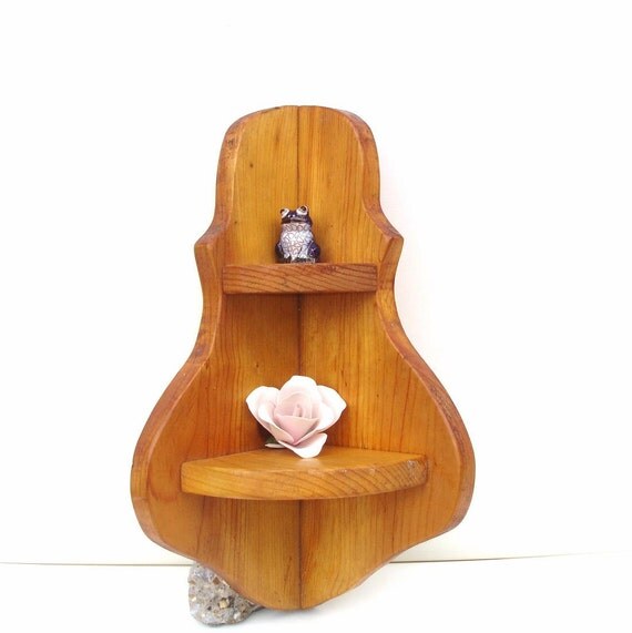 Vintage Wood Corner Shelf Small Wooden Knick Knack by WhimzyThyme