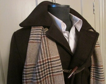 Vintage Duffle Coat Toggle Coat Dark Brown Size 40 Genuine Borg Lining Size 40