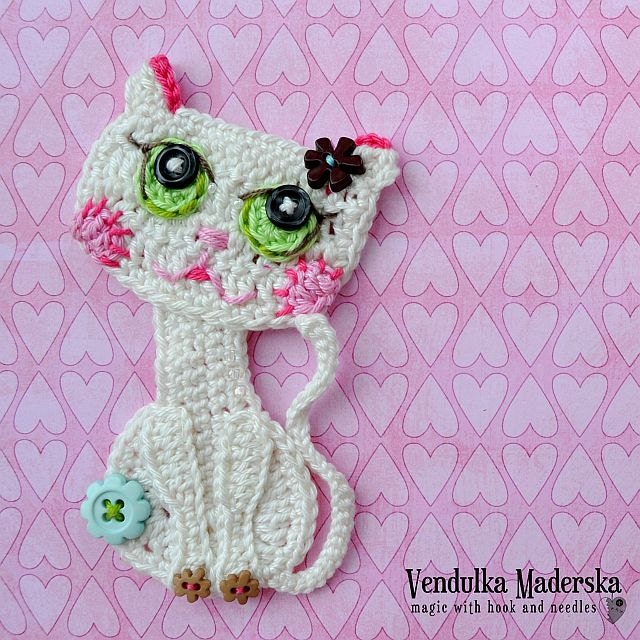 Cat appliqué crochet pattern DIY by VendulkaM on Etsy