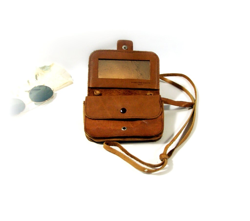 Leather Shoulder Strap Wallet small brown by TheWhitePelican