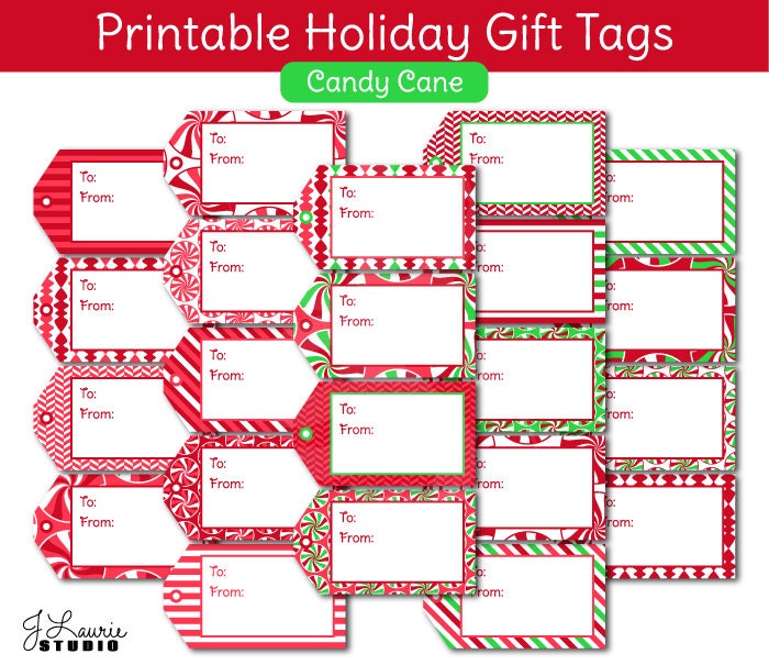 Digital Clipart-Printable Gift Tags-Holiday-Candy