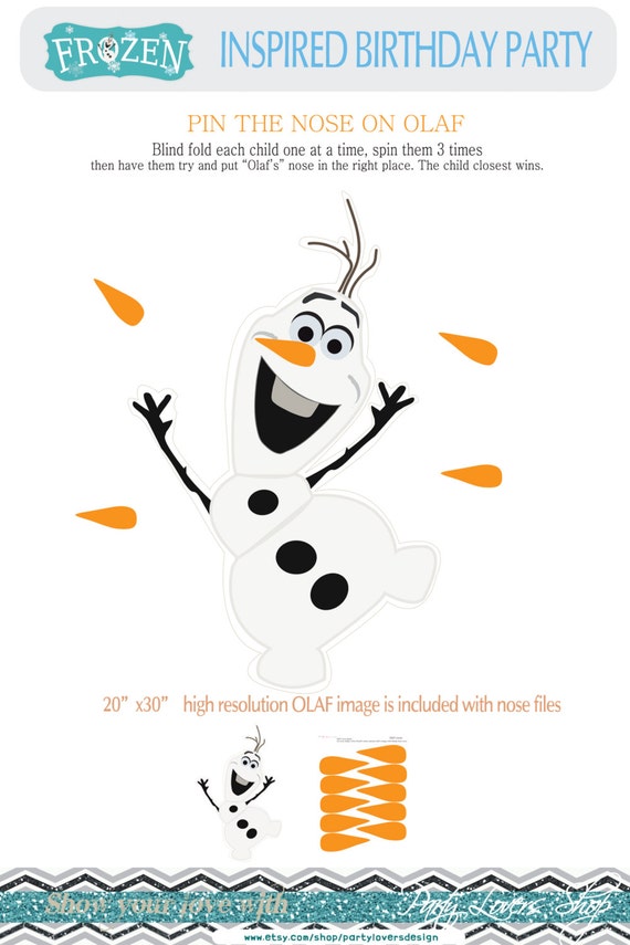 you print frozen pin the nose on olaf game by partyloversshop