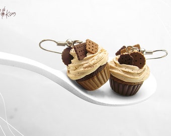 Food Jewelry Chocolate Cupcake Earrings, Miniature Food, Food Jewelry, Polymer Clay Earrings, Cupcake Jewelry, Kawaii Jewelry, Foodie Gift