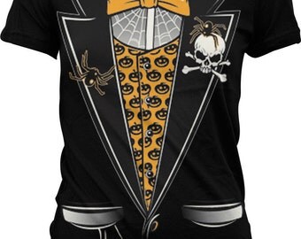 Halloween Pumpkin Ladies Tuxedo Shirt, Halloween Costume Shirt, Cheap Halloween T-shirt, Happy Halloween Shirt Halloween TShirt - OS431_tee