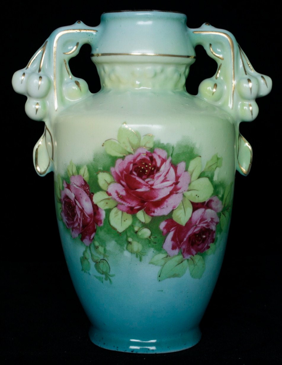 Vintage/Antique Austrian Art Pottery Vase Beautiful Floral