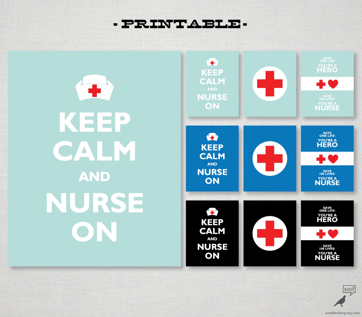 Printable Nursing Print Set Nurse Graduation Gift Nursing