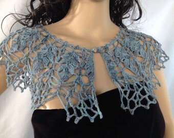 Outlander Claire Lace Collar Scarf Blue Scottish Thistle Knit Fraser Diana Gabaldon FREE SHIPPING