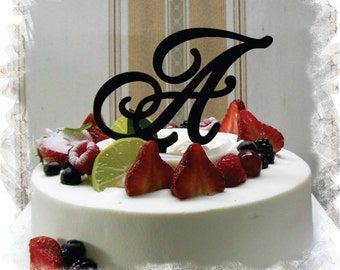 Monogram Wedding Cake Topper - 5"or 6" Beautiful Single Monogram letter Cake Topper ( Special Custom Made Initial Wedding Topper )