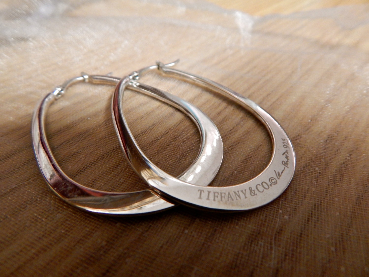 Tiffany & Co. Sterling Silver 925 Oval Hoop Earrings designed