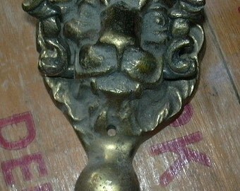 vintage brass lion door knocker, shabby chic. French cottage, country