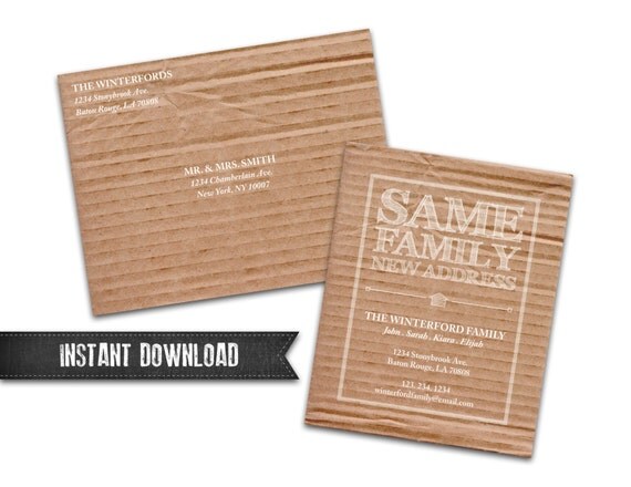 Printable DIY New Address Card with Printable Envelope
